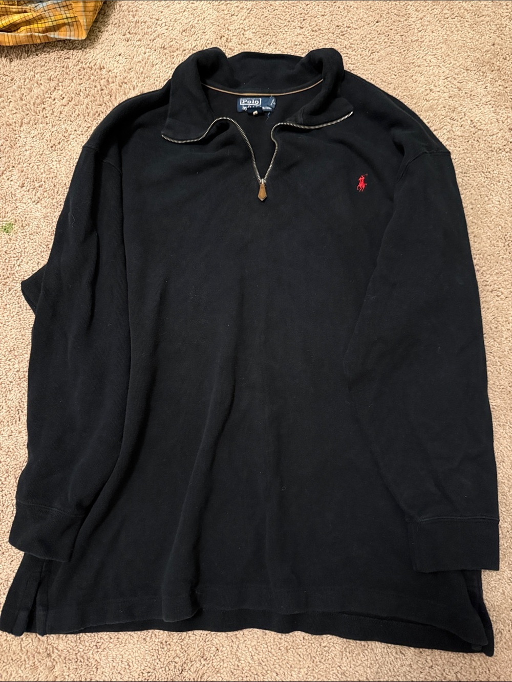 Polo by Ralph Lauren Black Half-Zip Sweatshirt with Red Logo size 3XB